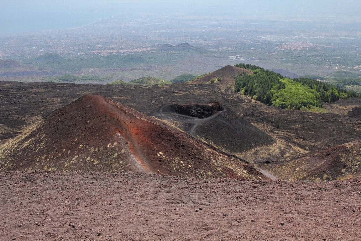 Crater, Woods, the Sea, and Towns, Mount Etna, Sicily